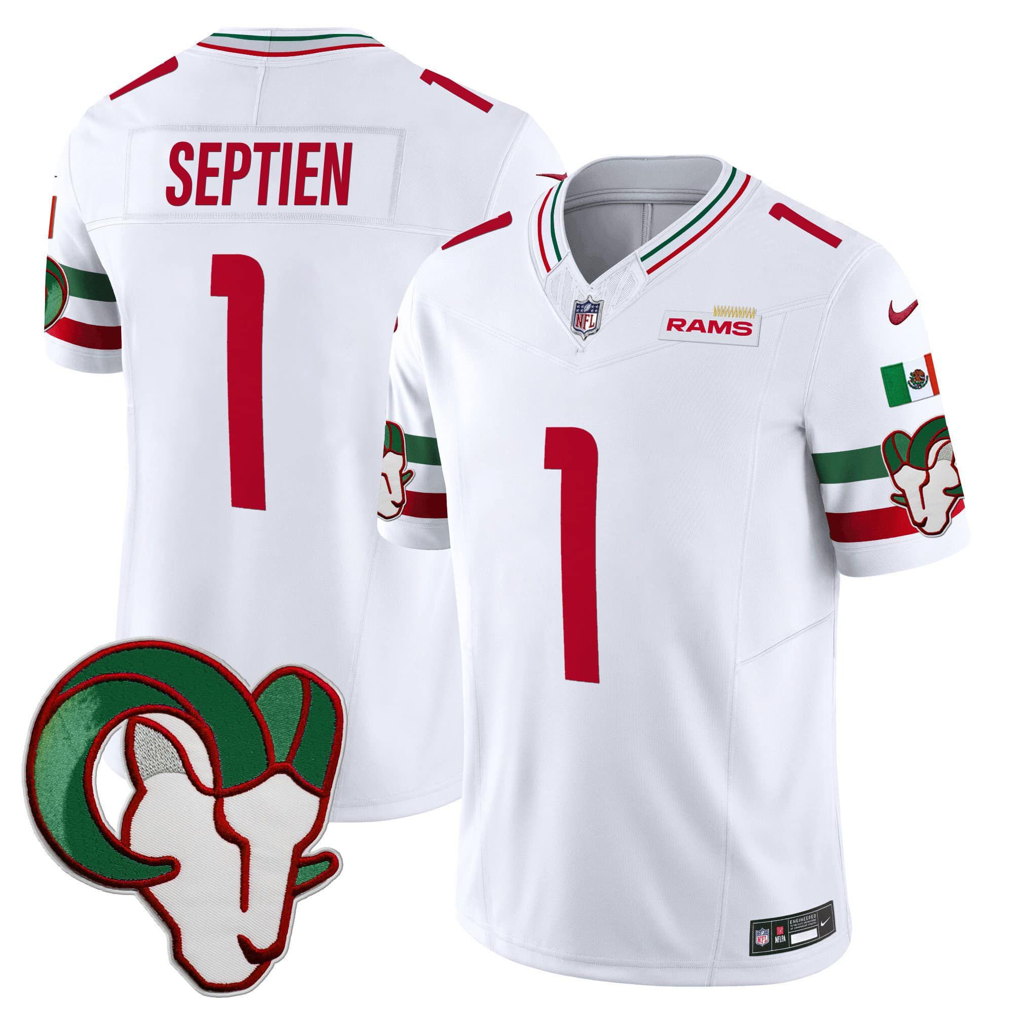Men Los Angeles Rams #1 Septien White 2024 Nike Mexico Vapor Limited NFL Jersey->indianapolis colts->NFL Jersey